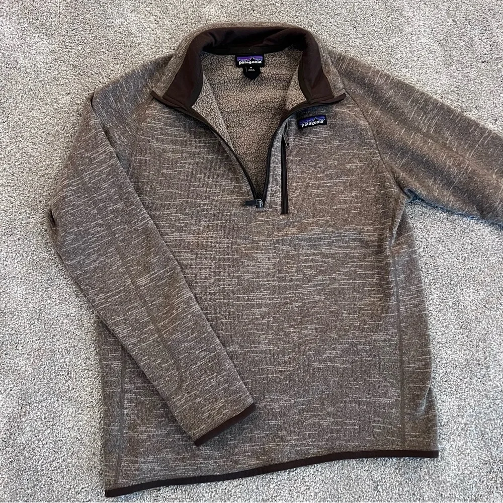 Patagonia Men’s Better Sweater 1/4 Zip Fleece Brown Polyester STY25522 Sz medium